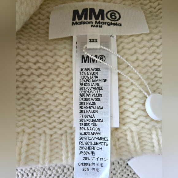NWT Maison Margiela MM6 Wool White Knit Beanie Size:S/III Made In Italy ??